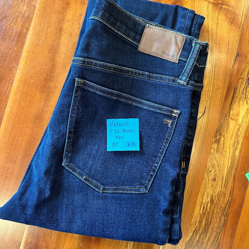 #4 Madewell, Size 30, Tall, Dark Blue, 9" High Rise Skinny